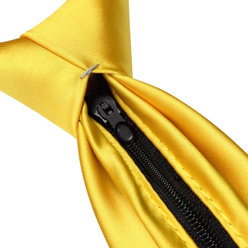 Branduce 3.15"（8cm） Mens Solid Satin Tie Pre-tied Adjustable Zipper Necktie for Business and Wedding - Image 4